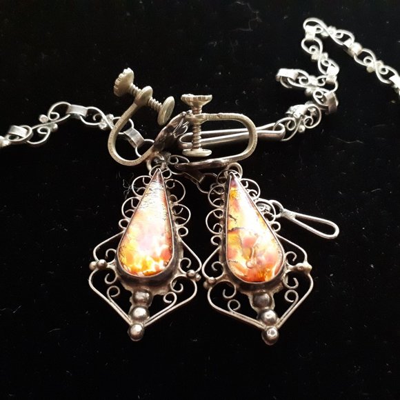 1940's Mexico Handmade 925 Silver Demi Parure - Picture 8 of 16